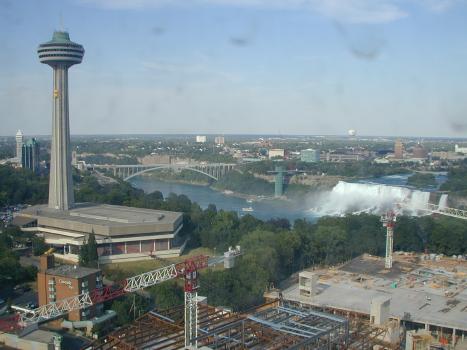 Skylon Tower, Rainbow Bridge, and the American Falls